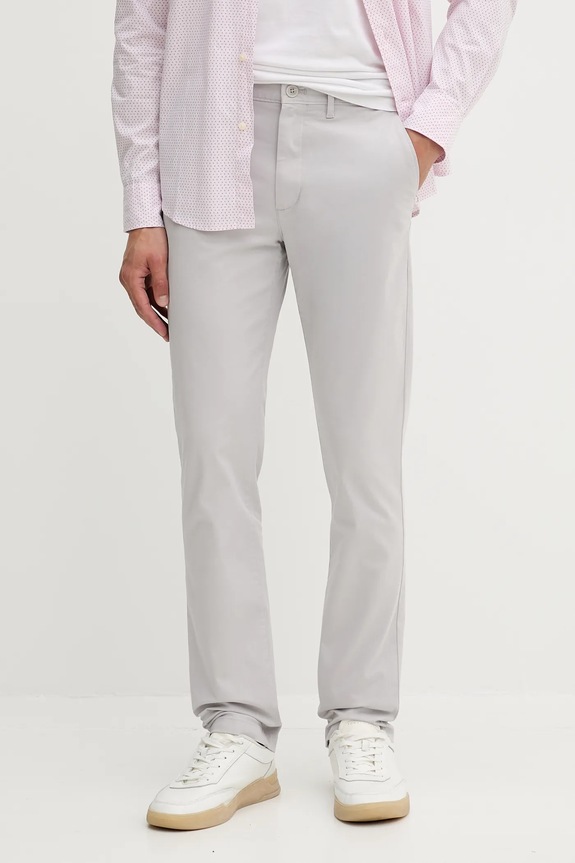 Tommy Hilfiger pantaloni chinos bărbați din bumbac cu elastan drept gri MW0MW40262