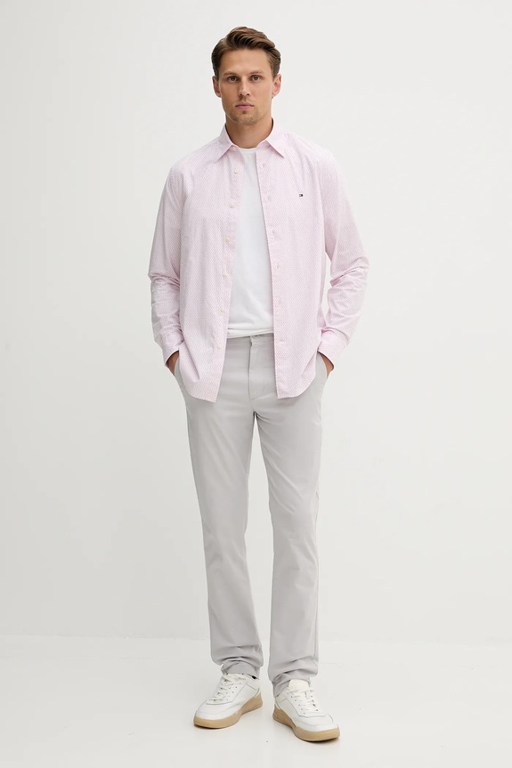Tommy Hilfiger pantaloni chinos bărbați din bumbac cu elastan MW0MW40262 gri SS26