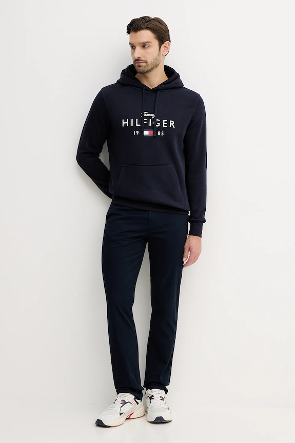 Tommy Hilfiger spodnie chinos męskie bawełniane z elastanem MW0MW40262 granatowy SS26