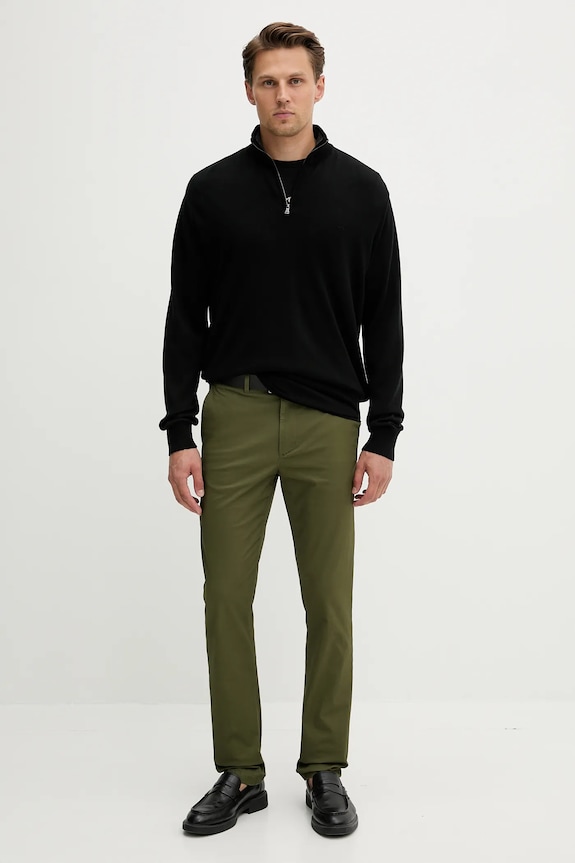 Tommy Hilfiger παντελόνι chino ανδρικό από βαμβάκι με ελαστάν MW0MW40262 πράσινο SS26