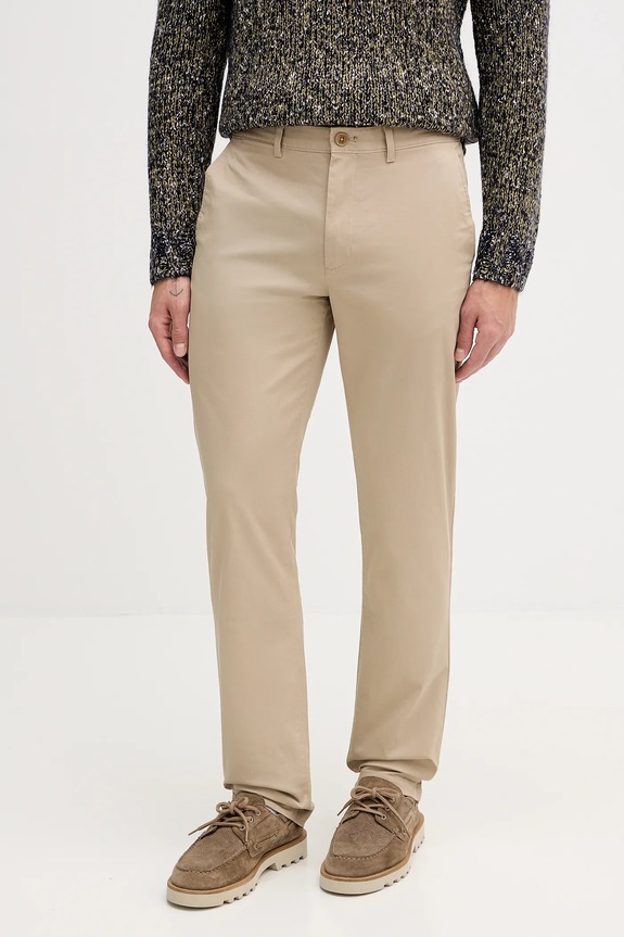 Tommy Hilfiger spodnie chinos męskie bawełniane z elastanem beżowy MW0MW40262