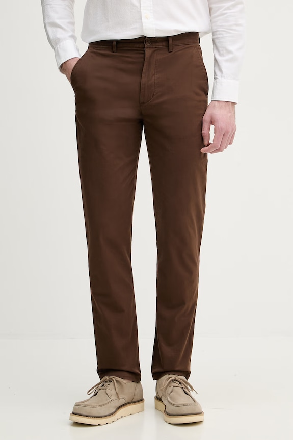 Tommy Hilfiger παντελόνι chino ανδρικό βαμβακερό με ελαστάν καφέ MW0MW40262