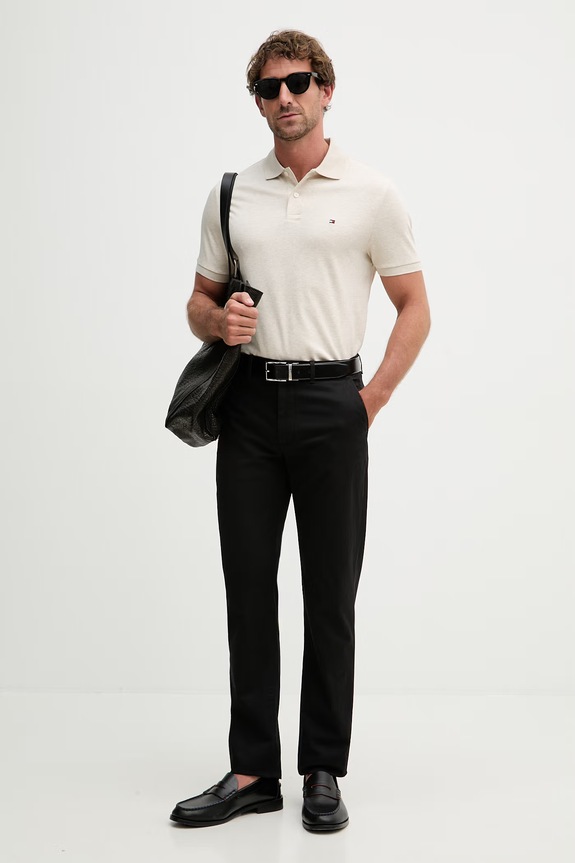 Tommy Hilfiger spodnie chinos męskie bawełniane z elastanem MW0MW40262 czarny SS26