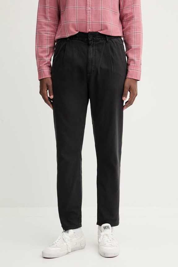 Tommy Jeans pantaloni de bumbac drept negru DM0DM21705