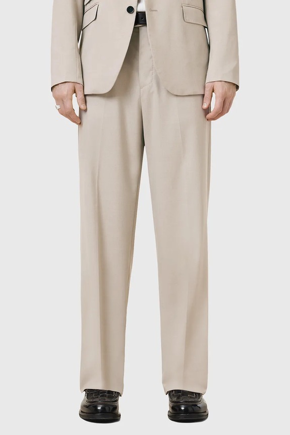 Hlače s primjesom vune AllSaints GALLOW M022QC bež AW25