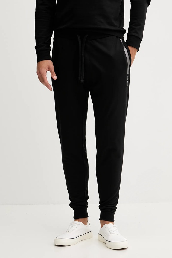 BOSS pamut nadrág otthoni viseletre fekete 50545565