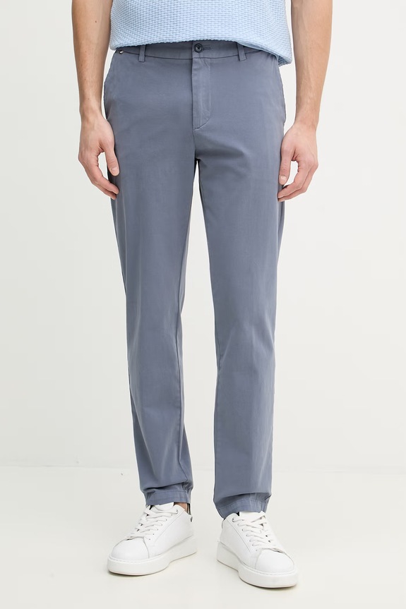 BOSS nohavice chinos pánske bavlnené s elastanom H-Kane1 modrá 50543304