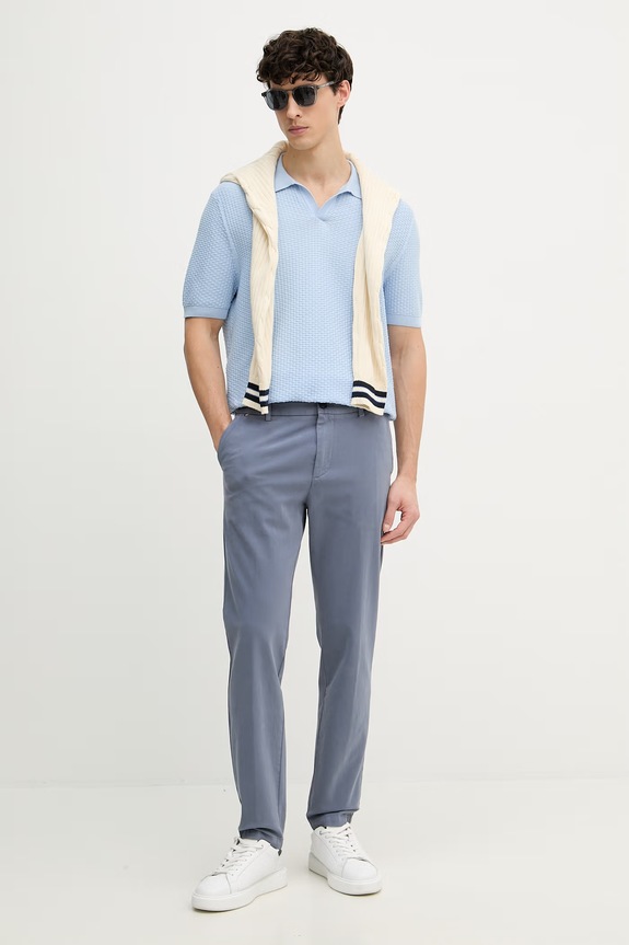 BOSS nohavice chinos pánske bavlnené s elastanom H-Kane1 50543304 modrá SS26