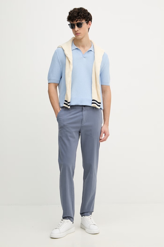 BOSS nohavice chinos pánske bavlnené s elastanom H-Kane1 50543304 modrá SS26