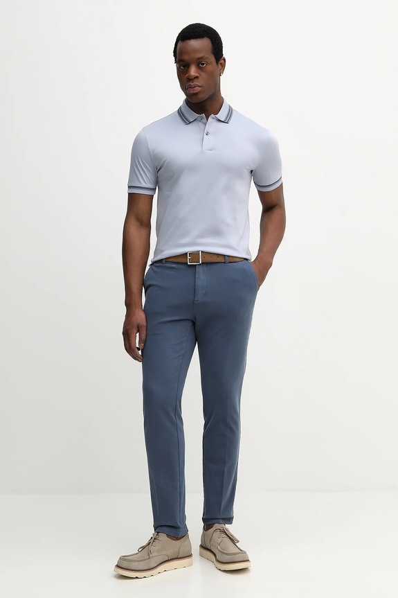 BOSS nohavice chinos pánske bavlnené s elastanom H-Kane1 50543304 modrá SS26