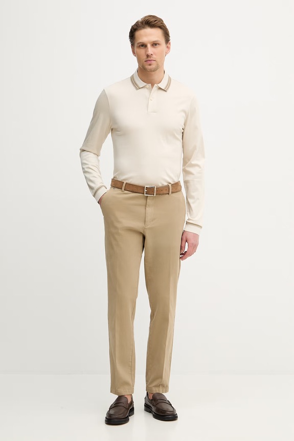 BOSS pantaloni chinos bărbați bumbac cu elastan H-Kane1 50543304 verde SS26