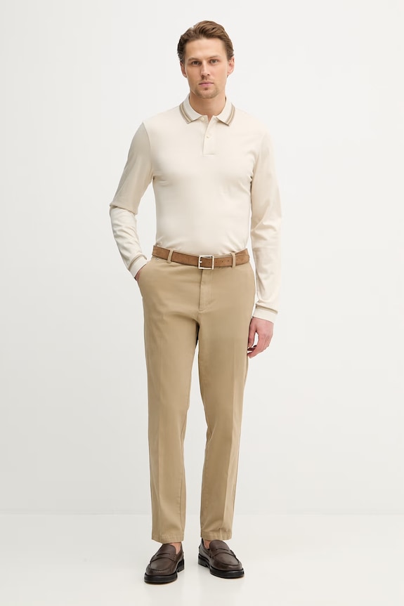 BOSS pantaloni chinos bărbați bumbac cu elastan H-Kane1 50543304 verde SS26