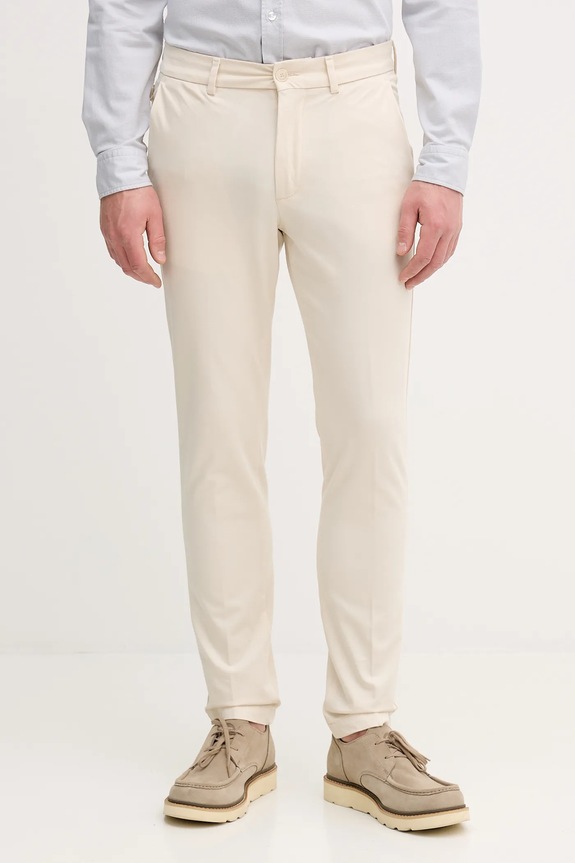 Παντελόνι BOSS P-Kaiton1-Zip ύφασμα μπεζ 50543945