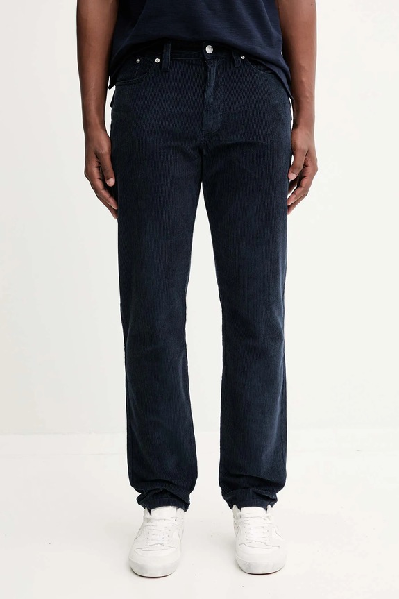Menčestrové nohavice Tommy Jeans bavlna tmavomodrá DM0DM22242