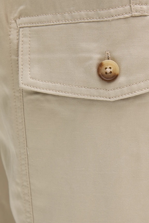 Παντελόνι με λινό μείγμα Guess μπεζ M5YB73.WFI72