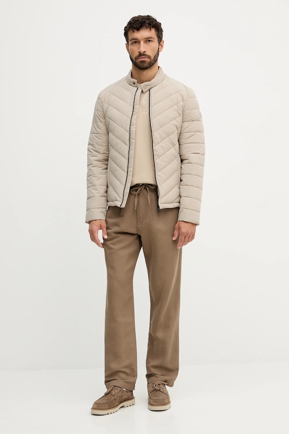 Παντελόνι με λινό Guess M5YB77.WHC00 καφέ AW25