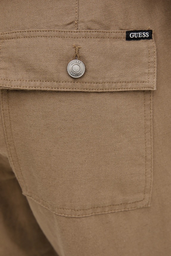 Παντελόνι με λινό Guess καφέ M5YB77.WHC00