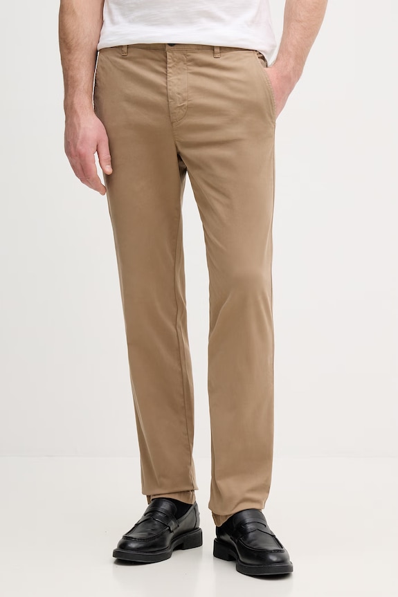 United Colors of Benetton nohavice chinos pánske bavlnené s elastanom béžová 4TZYUF04P