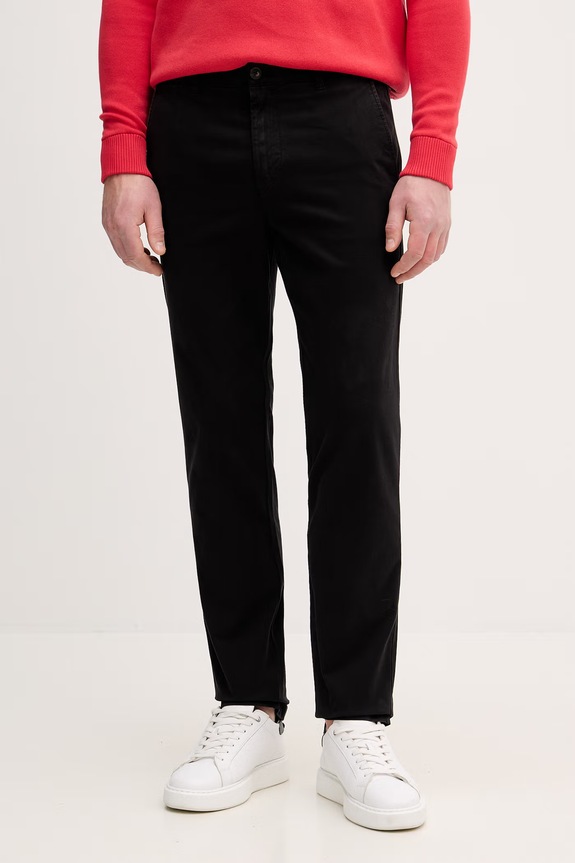 United Colors of Benetton nohavice chinos pánske bavlnené s elastanom čierna 4TZYUF04P