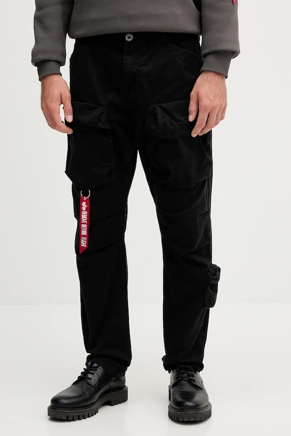 Bavlněné kalhoty Alpha Industries látka černá 148207.03