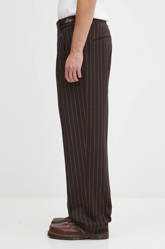 Hlače s dodatkom vune Drôle de Monsieur Le Pantalon Pinstripes I.BP165.WO040 smeđa AW25