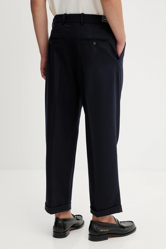 Îmbrăcăminte Drôle de Monsieur pantaloni cu lână Le Pantalon Plis Cropped I.BP192.WV008 bleumarin
