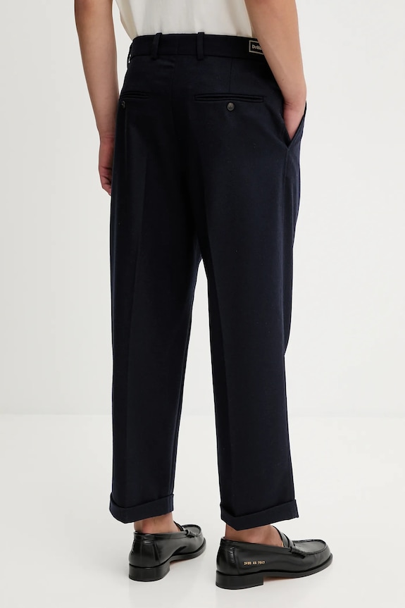 Îmbrăcăminte Drôle de Monsieur pantaloni cu lână Le Pantalon Plis Cropped I.BP192.WV008 bleumarin