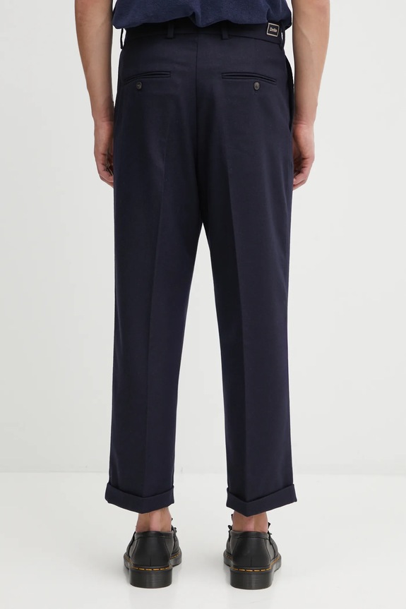 Odjeća Hlače s dodatkom vune Drôle de Monsieur Le Pantalon Plis Cropped I.BP192.WV008 mornarsko plava