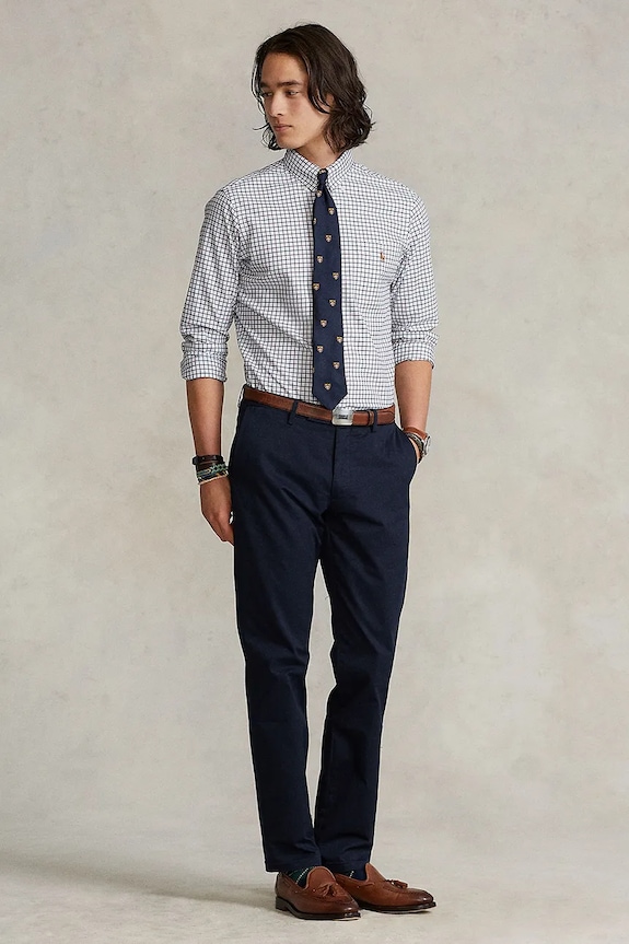 Nohavice Polo Ralph Lauren s elastanom tmavomodrá 710675544
