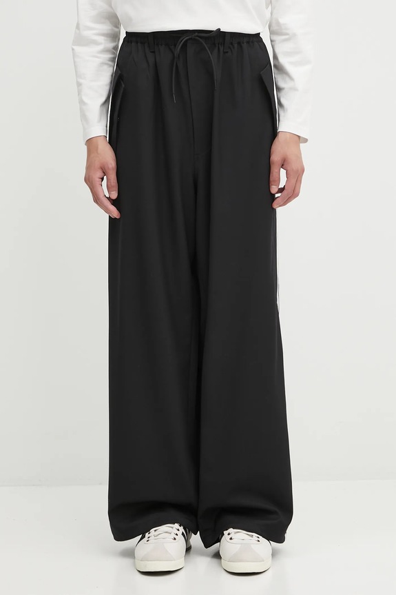 Y-3 pantaloni in misto lana Refined Wool tessuto elasticizzato nero JX7275
