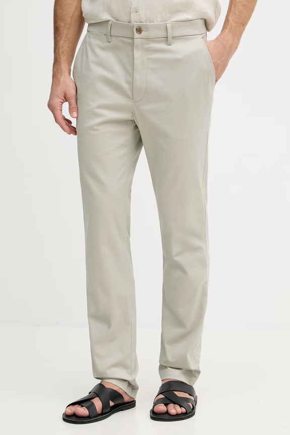 Calvin Klein παντελόνι chino ανδρικό βαμβακερό με ελαστάν μπεζ LV04LD613G