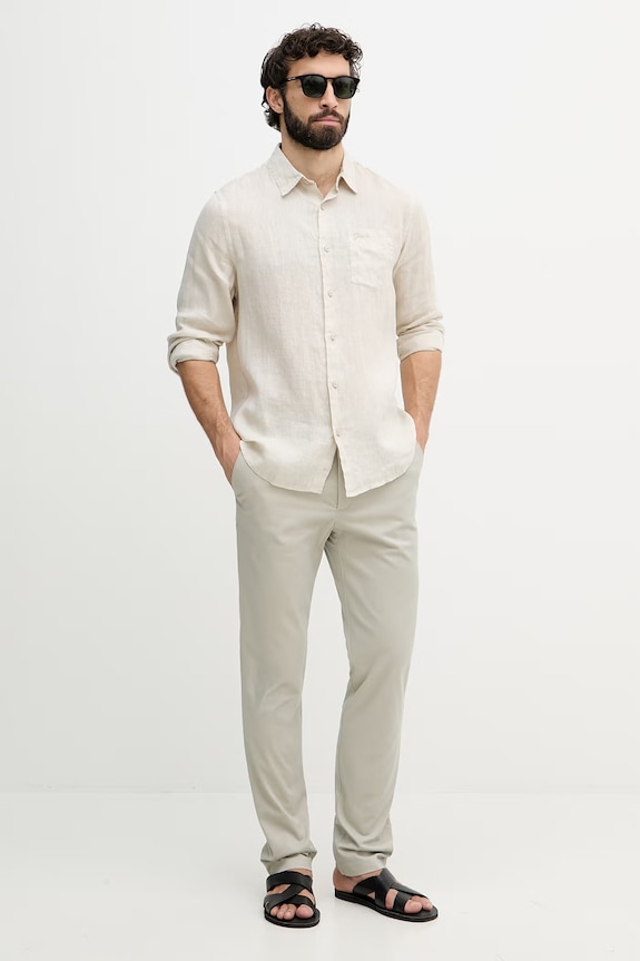 Calvin Klein παντελόνι chino ανδρικό βαμβακερό με ελαστάν LV04LD613G μπεζ SS26