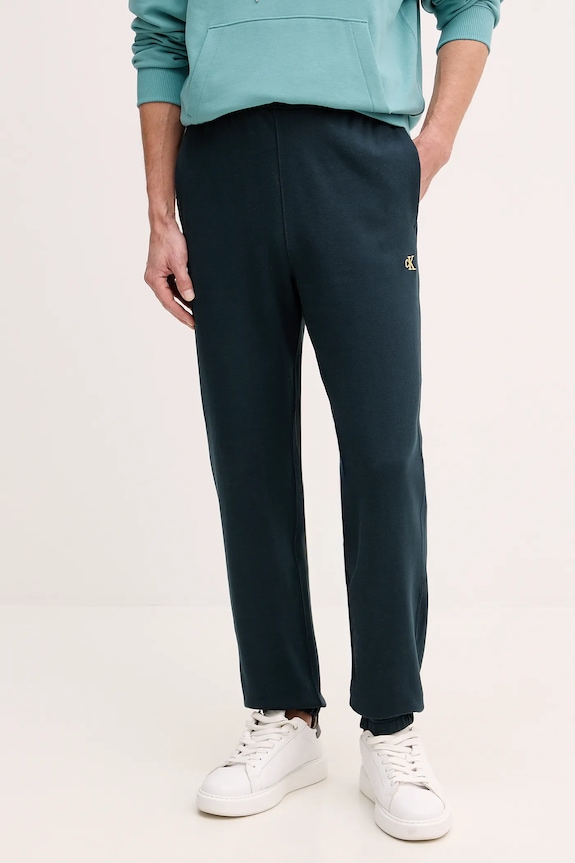 Calvin Klein Jeans spodnie dresowe bawełniane zielony LV04RD241G