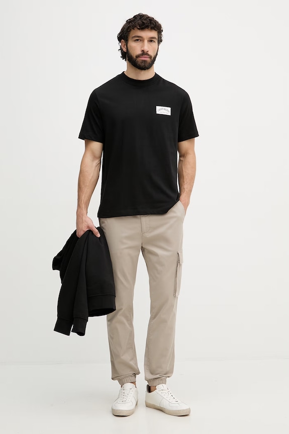 Calvin Klein Jeans nohavice cargo pánske bavlnené s elastanom LV04RD608G béžová SS26