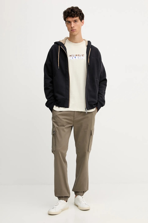 Calvin Klein Jeans spodnie cargo męskie bawełniane z elastanem LV04RD608G brązowy SS26
