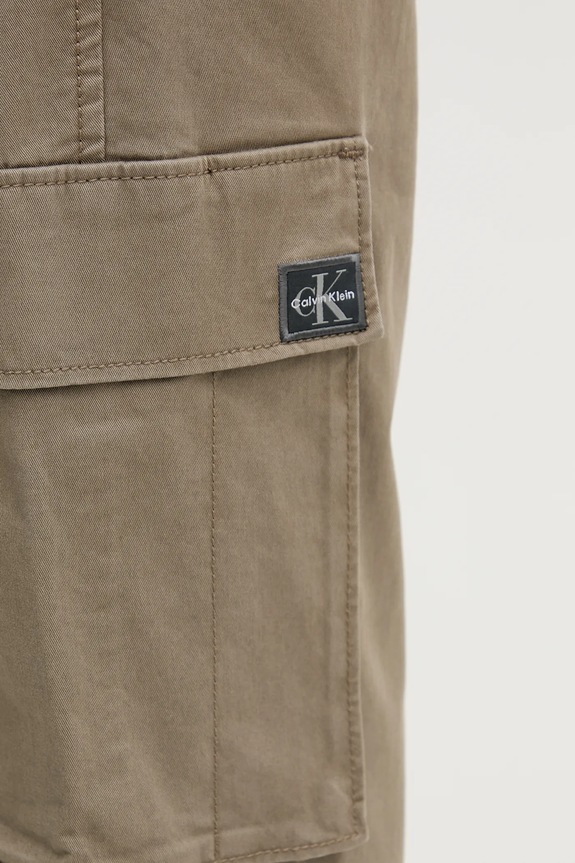 Calvin Klein Jeans spodnie cargo męskie bawełniane z elastanem brązowy LV04RD608G