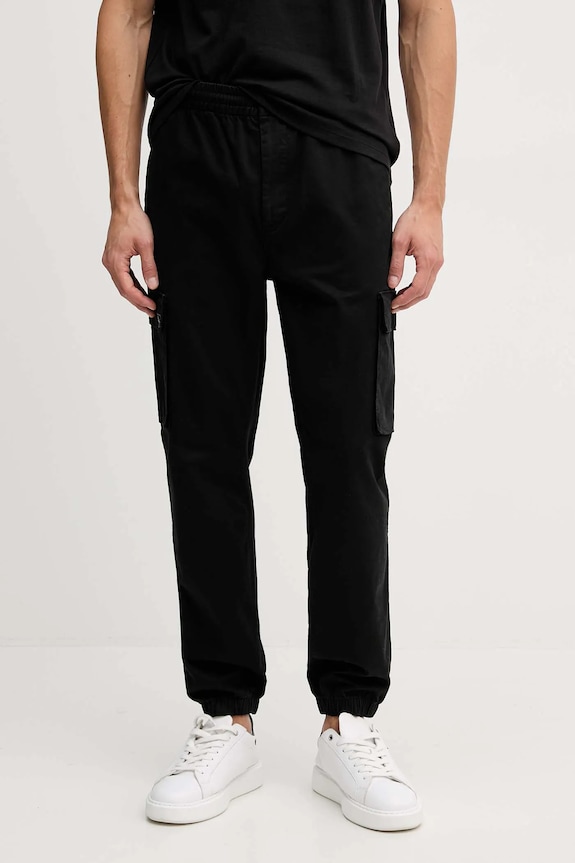 Calvin Klein Jeans spodnie cargo męskie bawełniane z elastanem z elastanem czarny LV04RD608G