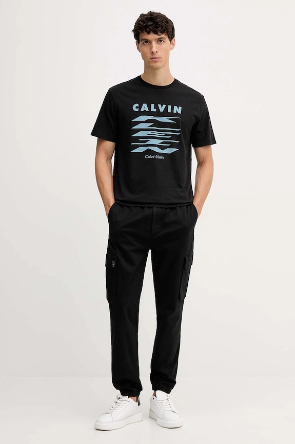 Calvin Klein Jeans spodnie cargo męskie bawełniane z elastanem LV04RD608G czarny SS26
