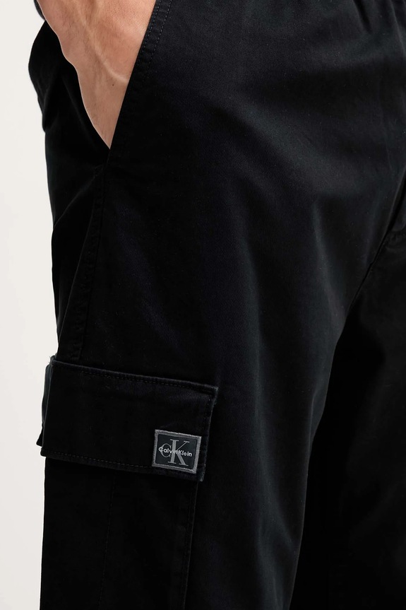Calvin Klein Jeans spodnie cargo męskie bawełniane z elastanem czarny LV04RD608G