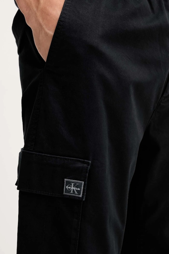 Calvin Klein Jeans spodnie cargo męskie bawełniane z elastanem czarny LV04RD608G