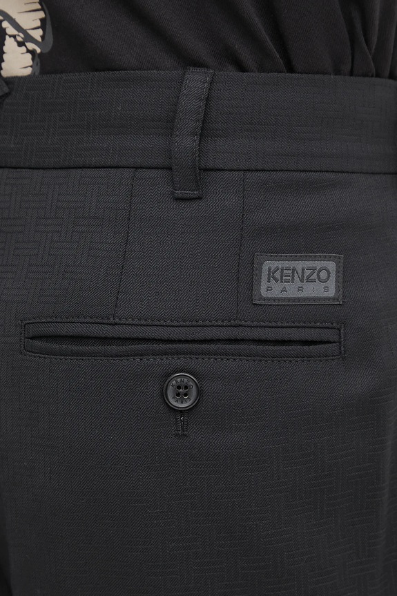 Kenzo pantaloni in lana Weave Pleated Tailored nero FF65PA2149ID
