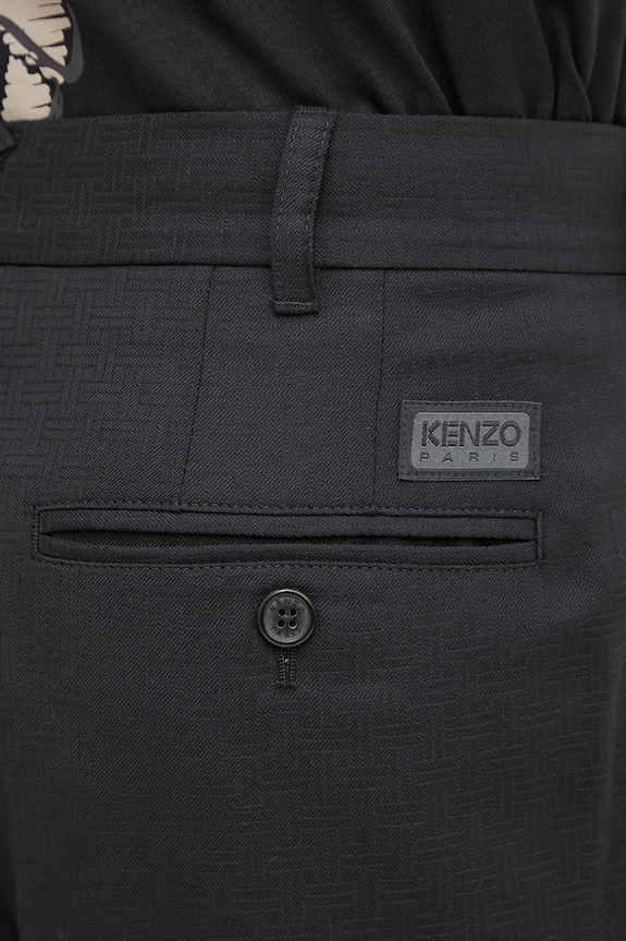 Kenzo pantaloni in lana Weave Pleated Tailored nero FF65PA2149ID