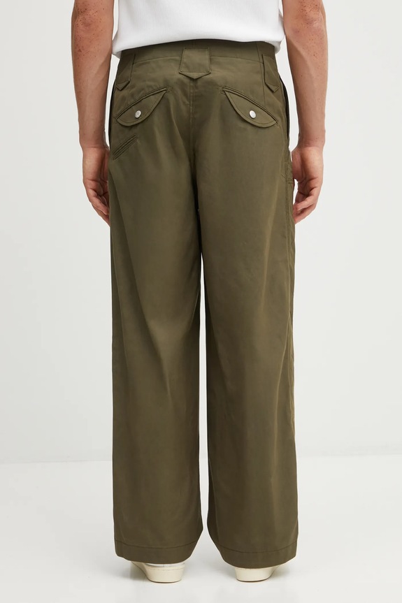 Одежда Хлопковые брюки Kenzo Weave Double Knee Pant FF65PA2469HD зелёный