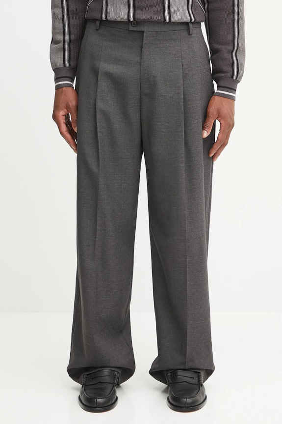Kenzo spodnie wełniane Weave Straight Tailored wełna szary FF65PA3689ID