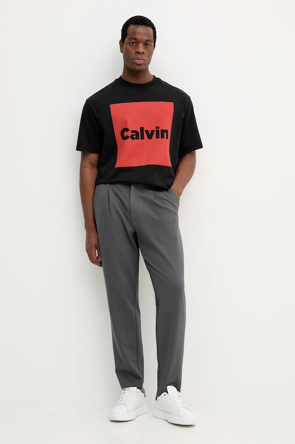 Nohavice Calvin Klein LV04LE613G sivá SS26