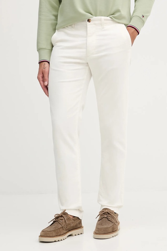 Manšestrové kalhoty Tommy Hilfiger látka béžová MW0MW40267