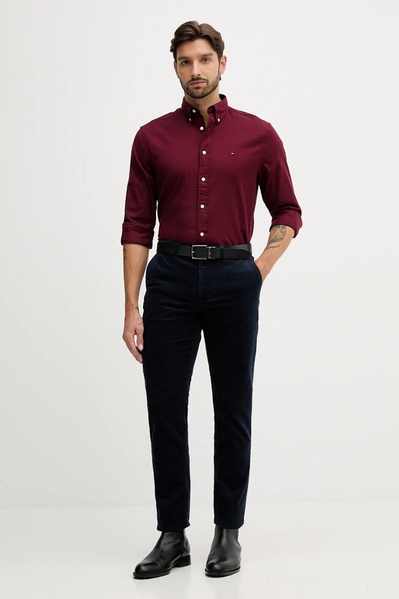 Tommy Hilfiger pantaloni in velluto a coste MW0MW40267 blu navy AW25
