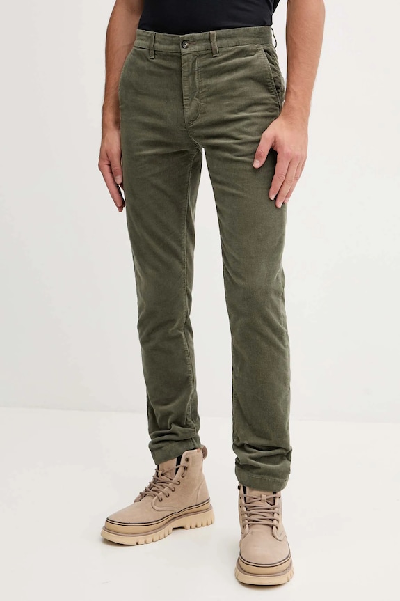 Tommy Hilfiger spodnie sztruksowe z elastanem zielony MW0MW40267