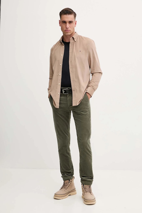 Tommy Hilfiger spodnie sztruksowe MW0MW40267 zielony AW25