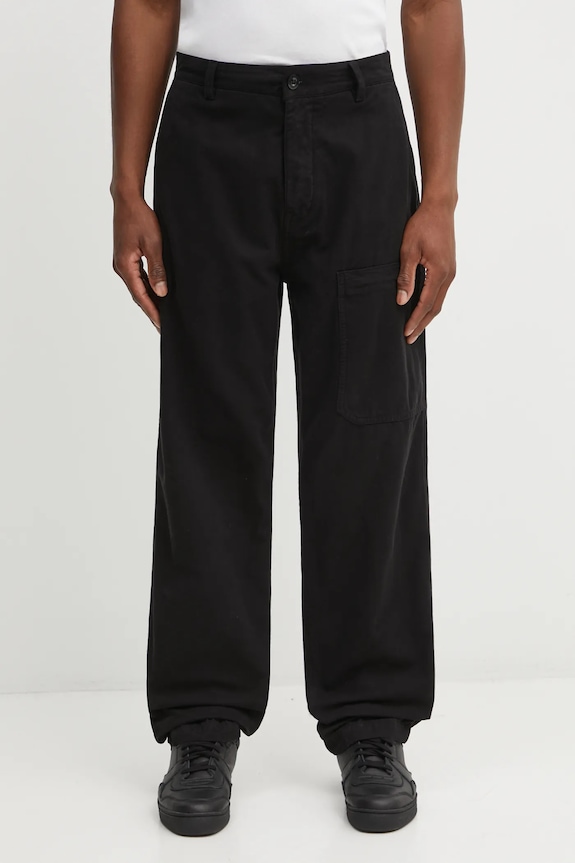 C.P. Company pantaloni de bumbac drept negru 19CMPA235A110234G
